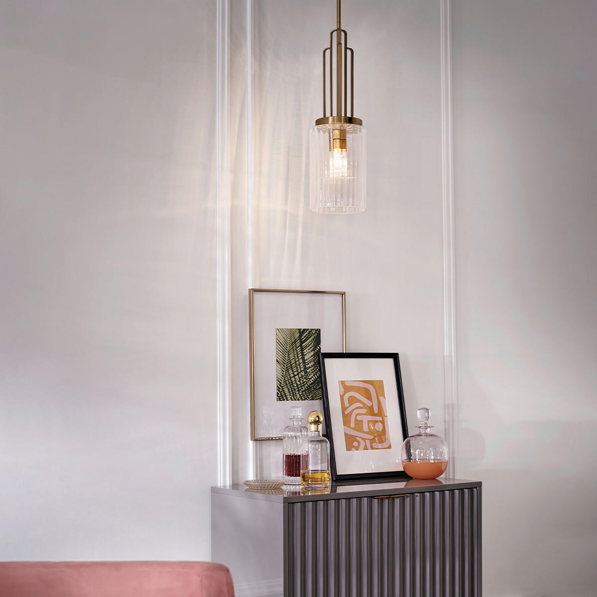 HÄNGELEUCHTE 17.8/69.8 cm - Messingfarben, Konventionell, Glas/Metall (17.8/69.8cm) - Elstead Lighting
