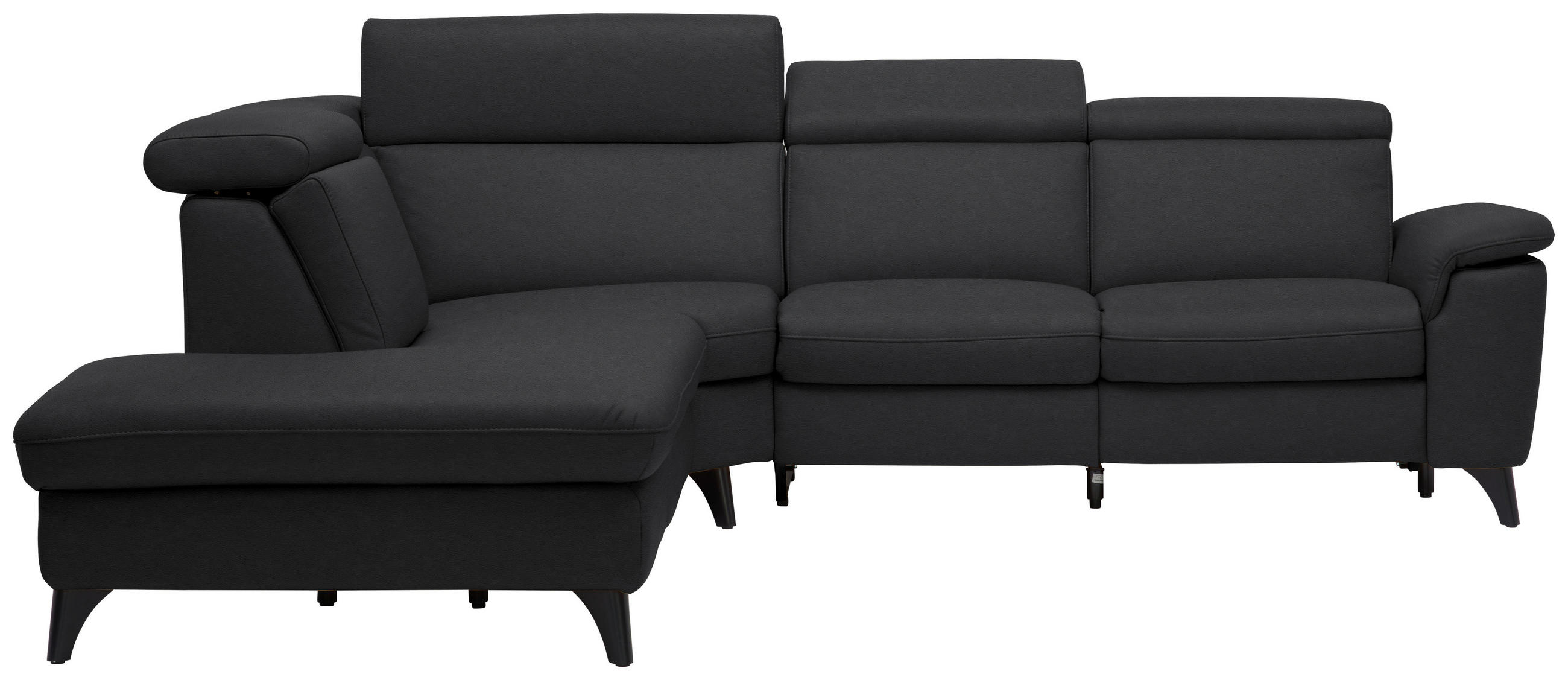 ECKSOFA in Echtleder Schwarz  - Schwarz, Design, Leder/Metall (239/285cm) - Cantus