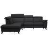 ECKSOFA in Echtleder Schwarz  - Schwarz, Design, Leder/Metall (239/285cm) - Cantus