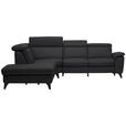 ECKSOFA in Echtleder Schwarz  - Schwarz, Design, Leder/Metall (239/289cm) - Cantus