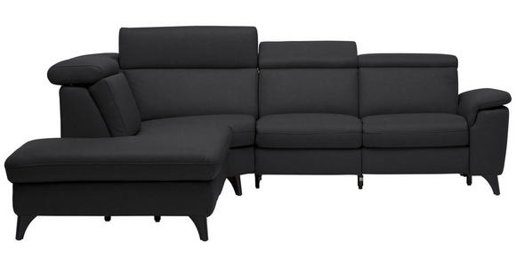 ECKSOFA in Echtleder Schwarz  - Schwarz, Design, Leder/Metall (239/289cm) - Cantus