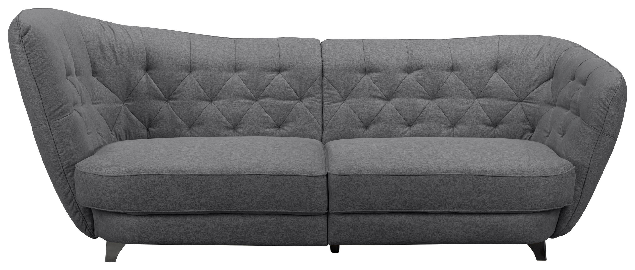 BIGSOFA Flachgewebe Dunkelgrau  - Chromfarben/Dunkelgrau, MODERN, Textil/Metall (256/85/115cm) - MID.YOU