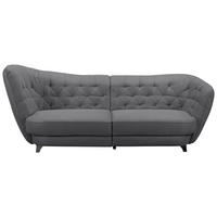 BIGSOFA  in Flachgewebe Dunkelgrau  - Chromfarben/Dunkelgrau, MODERN, Textil/Metall (256/85/115cm) - MID.YOU