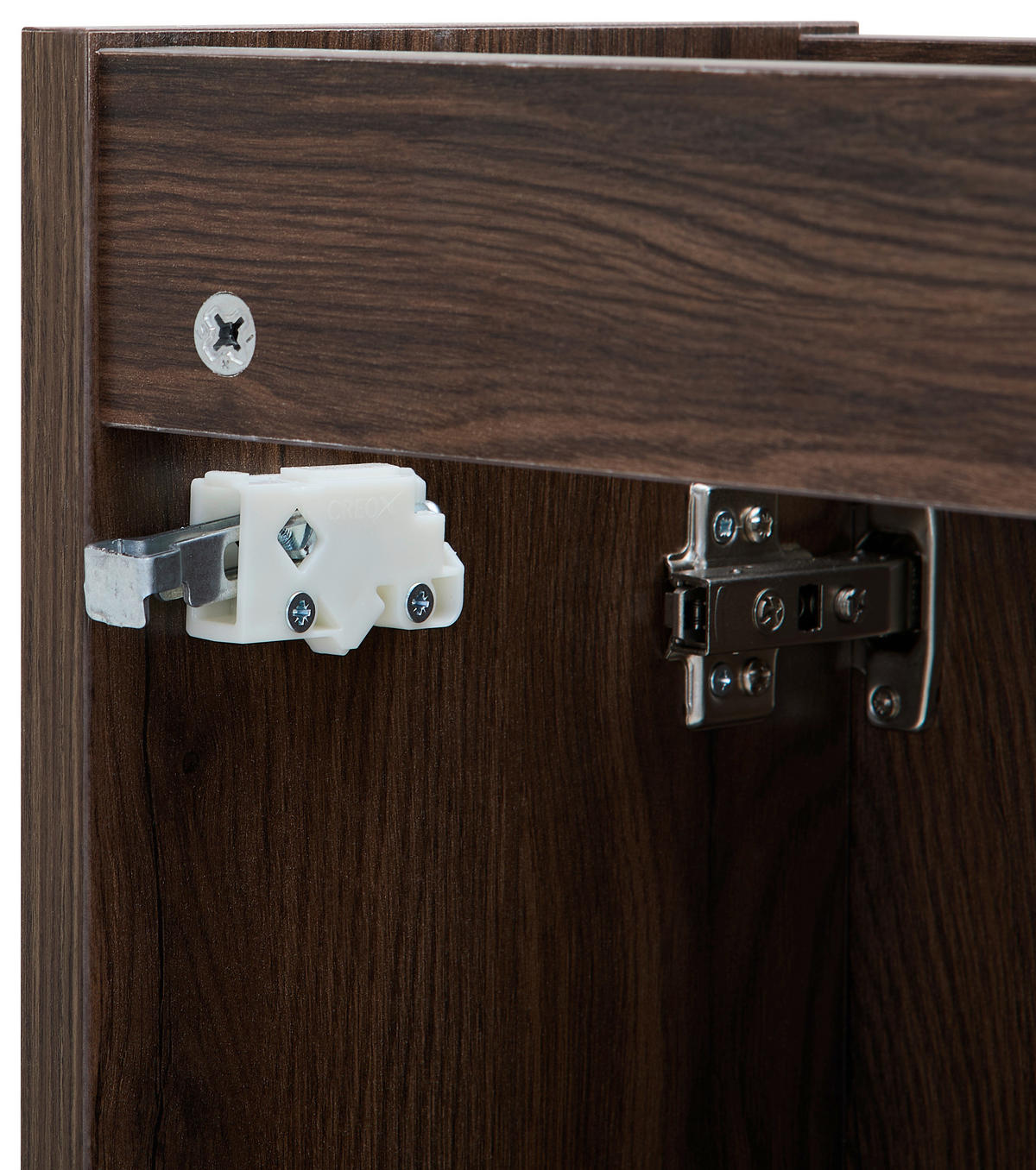 GÄSTEBAD 55 cm  - Weiß Hochglanz/Walnussfarben, MODERN, Keramik/Holzwerkstoff (55cm) - MID.YOU