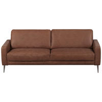 3-SITZER-SOFA SPRING Echtleder Dunkelbraun  - Dunkelbraun/Schwarzchrom, Design, Leder/Metall (187/85/92cm) - P & B