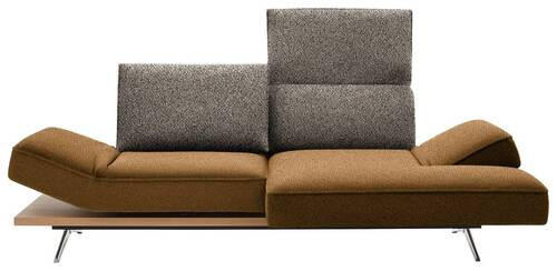 ECKSOFA in Flachgewebe Braun, Goldfarben  - Chromfarben/Goldfarben, Design, Holz/Textil (240/132cm) - Koinor