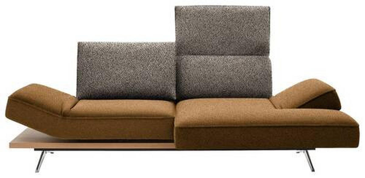 ECKSOFA in Flachgewebe Braun, Goldfarben  - Chromfarben/Goldfarben, Design, Holz/Textil (240/132cm) - Koinor