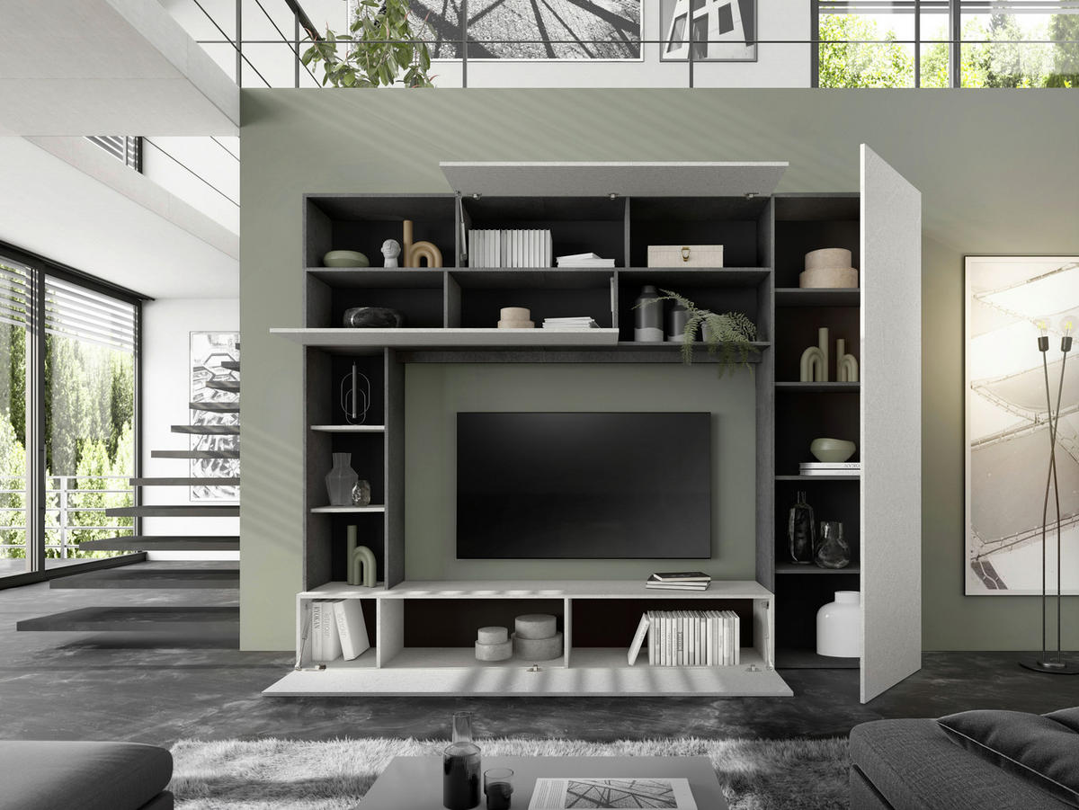 WOHNWAND 5-teilig  in Anthrazit, Greige  272/209/40 cm  - Greige/Anthrazit, MODERN, Holzwerkstoff/Kunststoff (272/209/40cm) - Carryhome