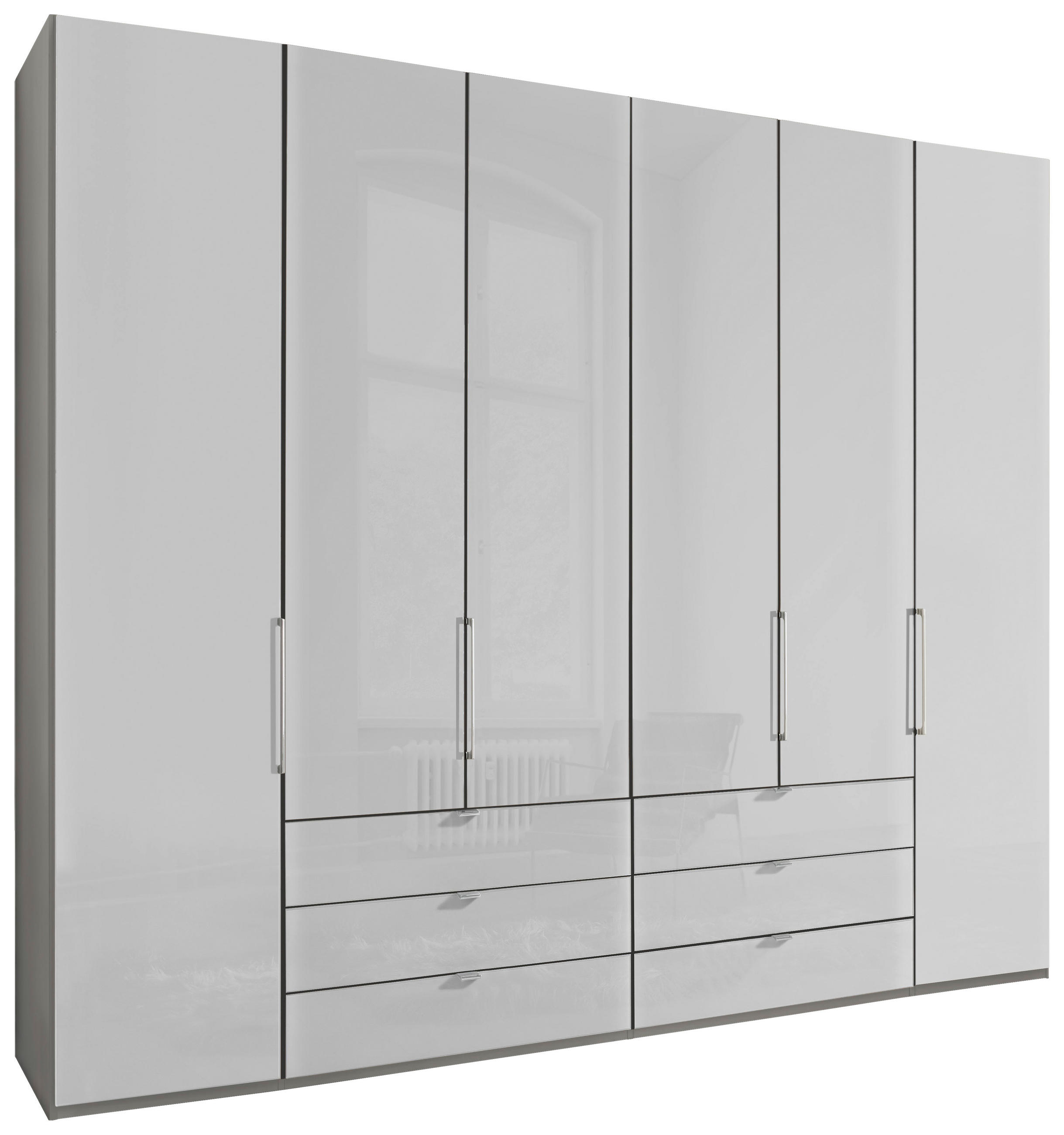 DREHTÜRENSCHRANK in Grau, Weiss  - Chromfarben/Weiss, Konventionell, Glas/Holzwerkstoff (250/216/58cm) - Dieter Knoll