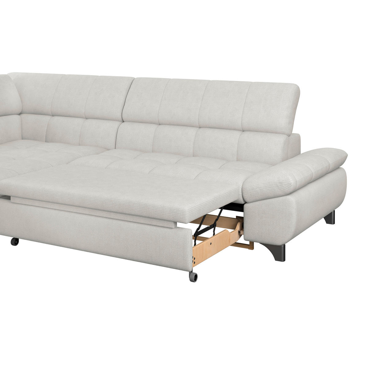 ECKSOFA Creme Chenille  - Chromfarben/Creme, KONVENTIONELL, Textil/Metall (234/312cm) - Livetastic