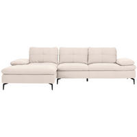 ECKSOFA  in Webstoff Creme  179/301 cm  - Creme/Schwarz, Design, Textil/Metall (179/301cm) - Chilliano
