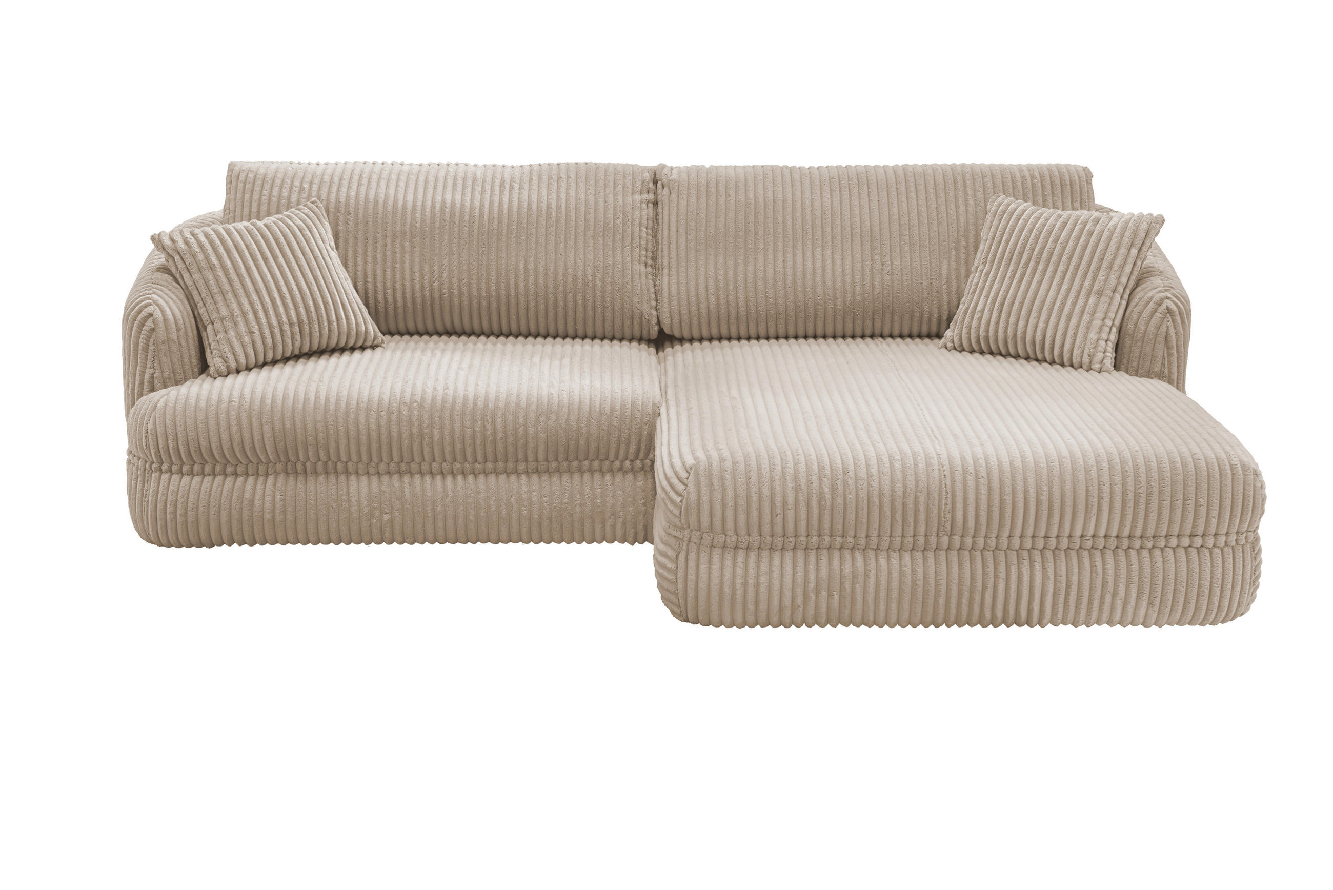 ECKSOFA LUSH Sandfarben Cord  - Sandfarben/Schwarz, Design, Kunststoff/Textil (284/161cm) - Livetastic