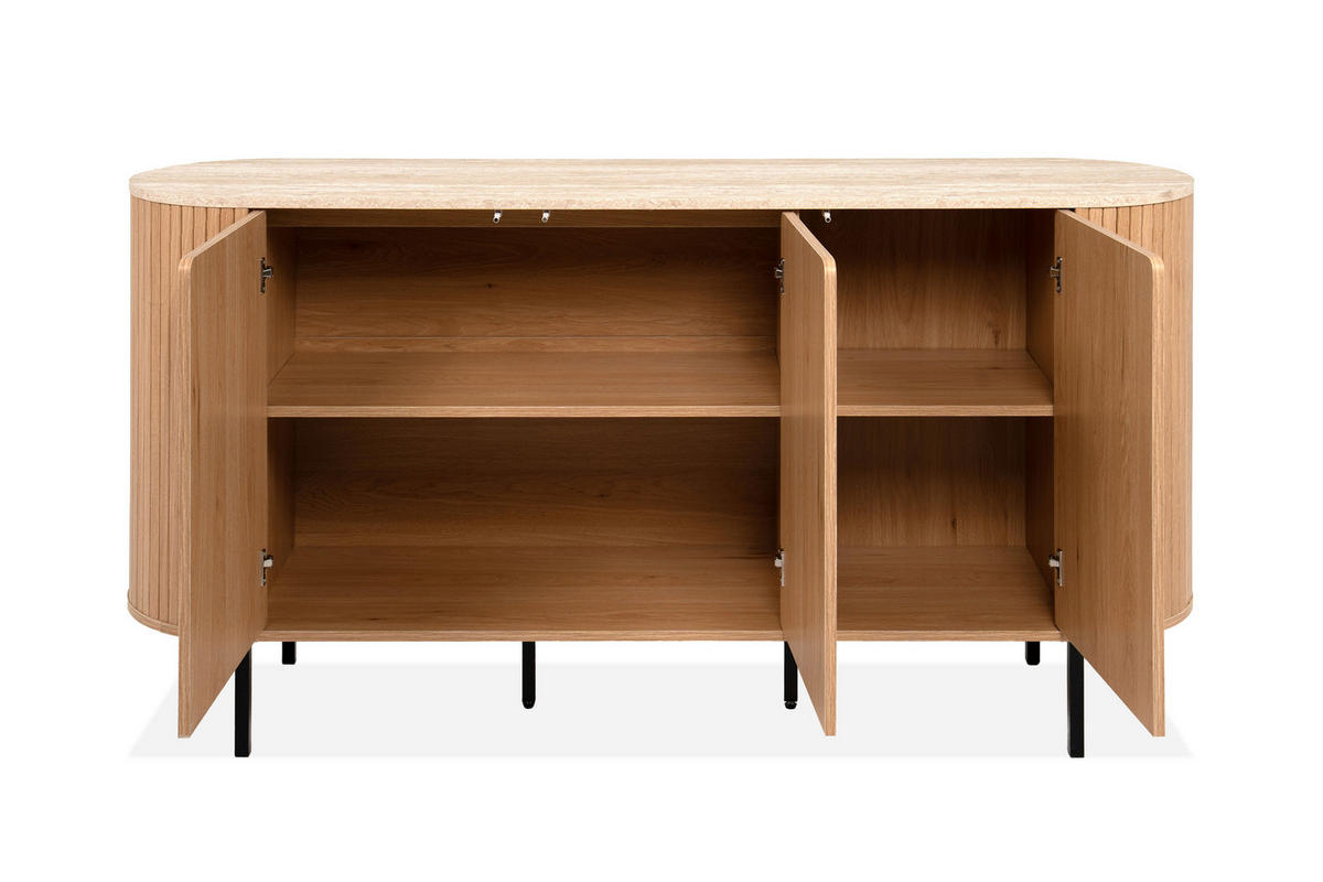 SIDEBOARD  160/80/40 cm  - Eichefarben/Schwarz, Design, Holzwerkstoff/Metall (160/80/40cm) - MID.YOU
