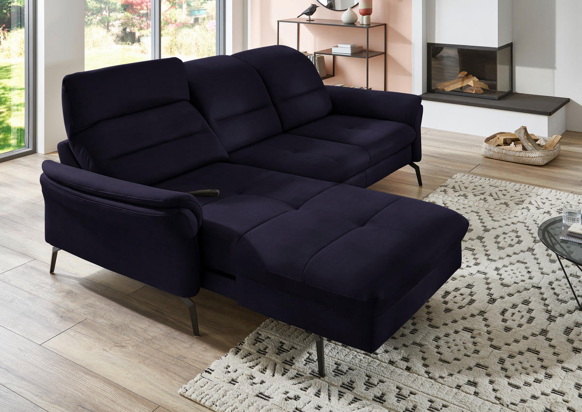 ECKSOFA in Flachgewebe Schwarz  181/260 cm  - Schwarz, KONVENTIONELL, Textil/Metall (181/260cm) - Beldomo Speed