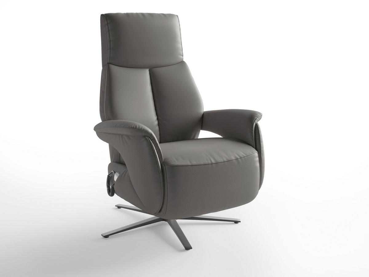 RELAXSESSEL Leder Mokka  - Schwarz/Mokka, Basics, Leder/Metall (75/110/85cm) - Sit & More