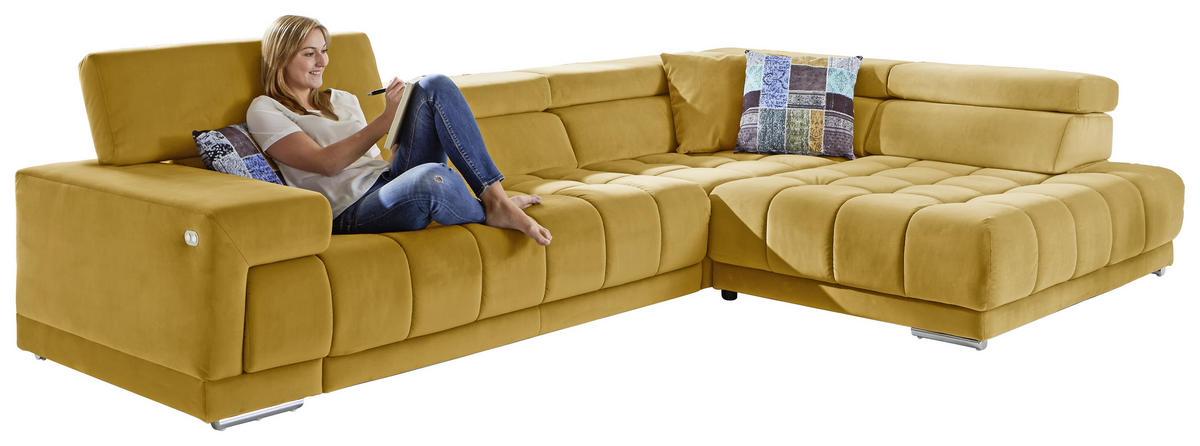 ROHOVÁ SEDAČKA, textil, žlutá - barvy chromu/žlutá, Design, kov/textil (222/326cm) - Beldomo Speed