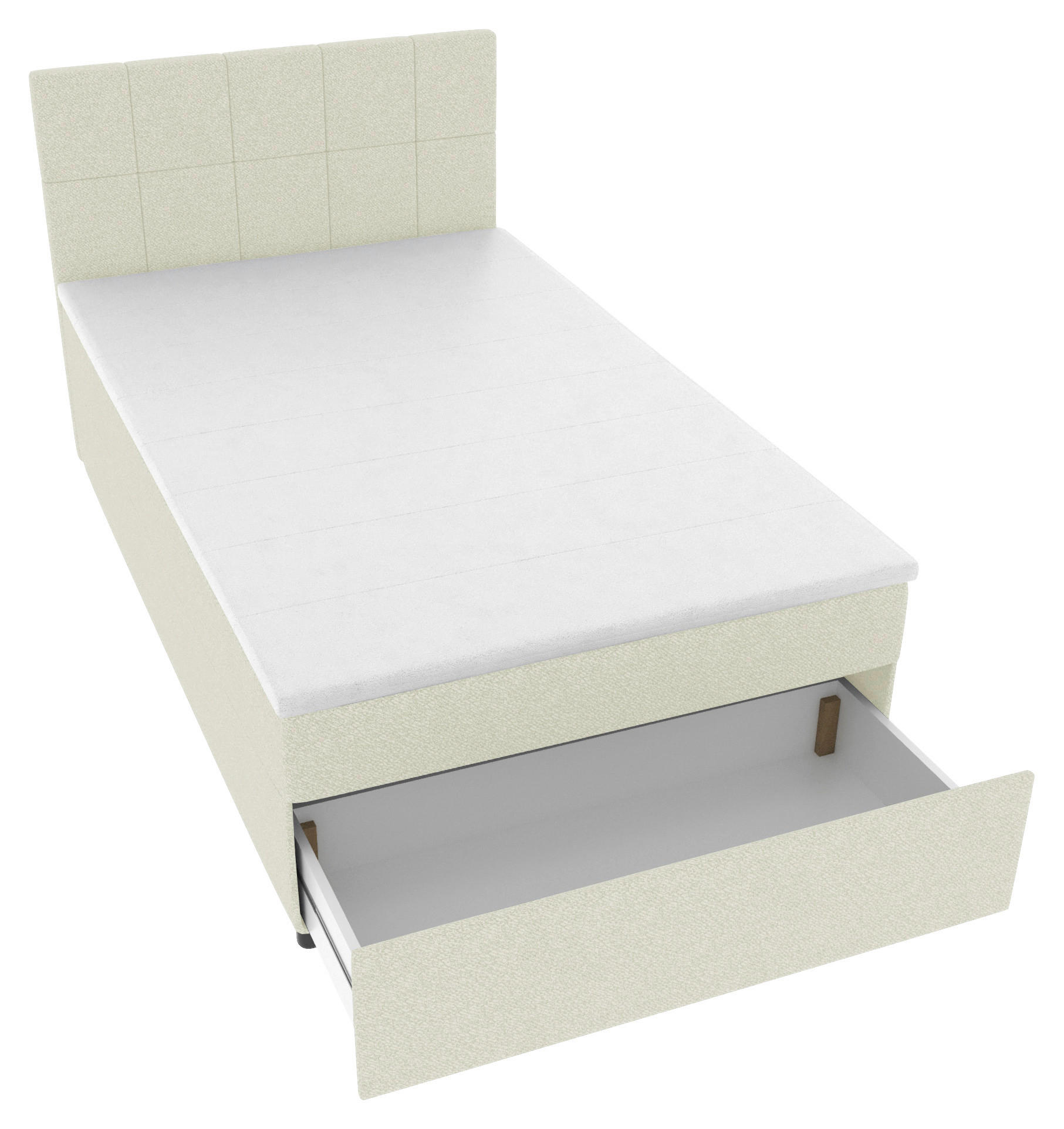 BOXBETT 120/200 cm,  in Creme, Matratze, Topper, Bettschublade, H3 = fest  - Creme/Schwarz, KONVENTIONELL, Kunststoff/Textil (120/200cm) - Boxxx