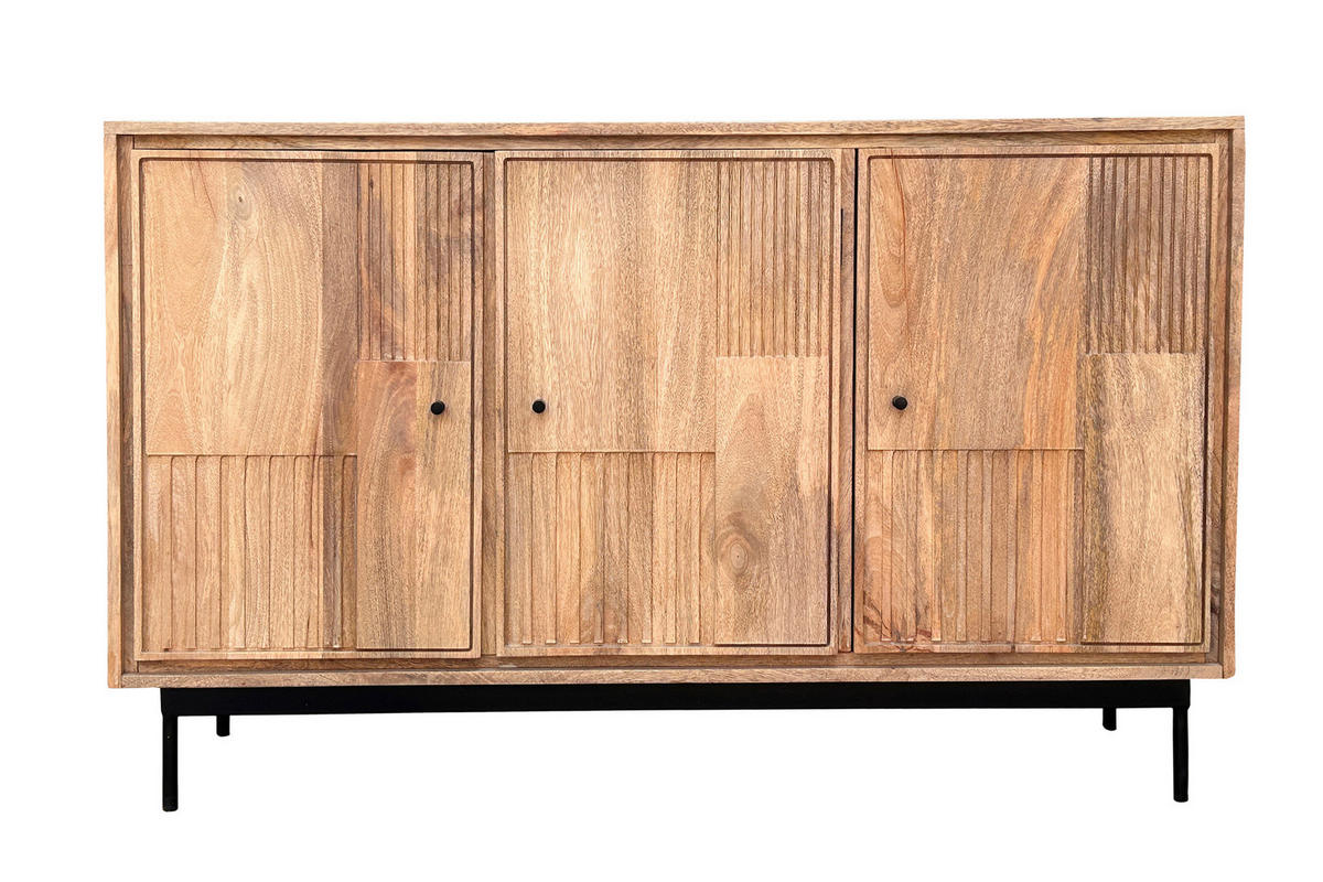 SIDEBOARD  130/80/40 cm  - Schwarz/Naturfarben, Design, Holz/Metall (130/80/40cm) - MID.YOU