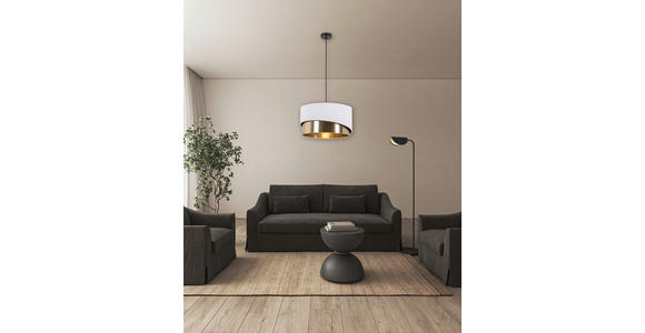 HÄNGELEUCHTE 45,5/120 cm  - Goldfarben/Weiß, MODERN, Kunststoff/Textil (45,5/120cm) - Novel