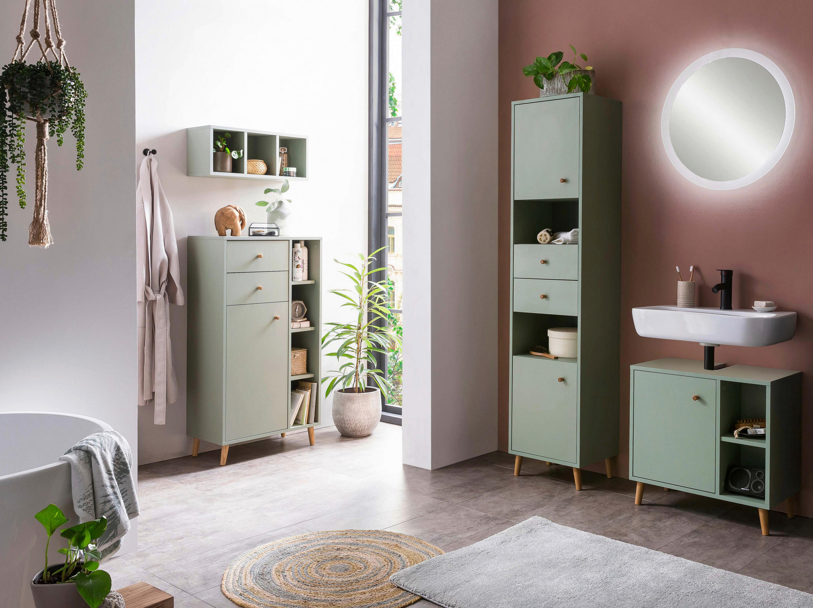 HIGHBOARD Schildmeyer Bjarne  in 60,2/113,4/33,1 cm  - Jadegrün/Salbeigrün, MODERN, Holz/Holzwerkstoff (60,2/113,4/33,1cm) - Stylife