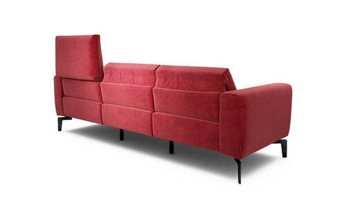 3-SITZER-SOFA in Samt Rot  - Rot/Schwarz, Design, Textil/Metall (250/86/86-94cm) - SENSOO