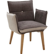NASLANJAČ, les, tekstil hrast, siva, svetlo siva - siva/hrast, Konvencionalno, tekstil/les (70/86/63,5cm) - Voleo