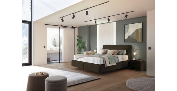 BOXSPRINGBETT 200/200 cm  in Dunkelbraun  - Dunkelbraun/Schwarz, Design, Kunststoff/Textil (200/200cm) - Johann Jakob