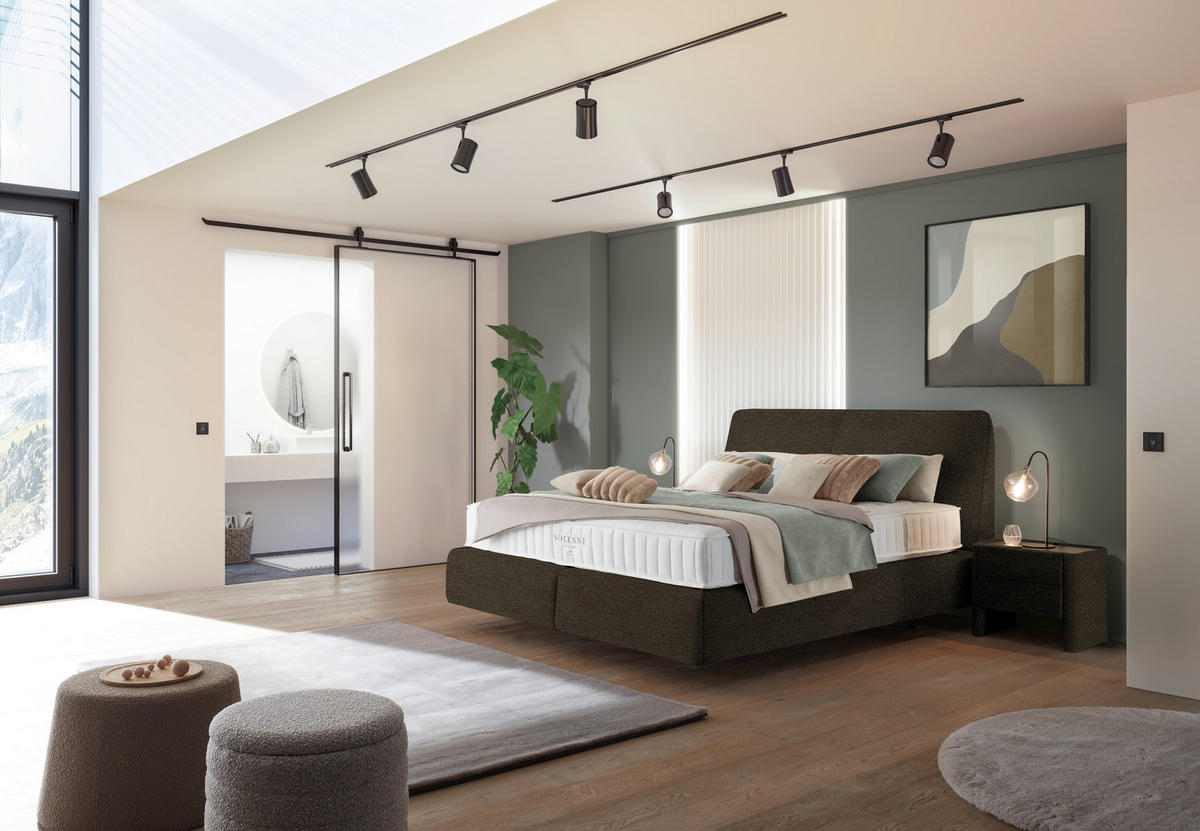 BOXSPRINGBETT 180/200 cm  in Dunkelbraun  - Dunkelbraun/Schwarz, Design, Kunststoff/Textil (180/200cm) - Johann Jakob