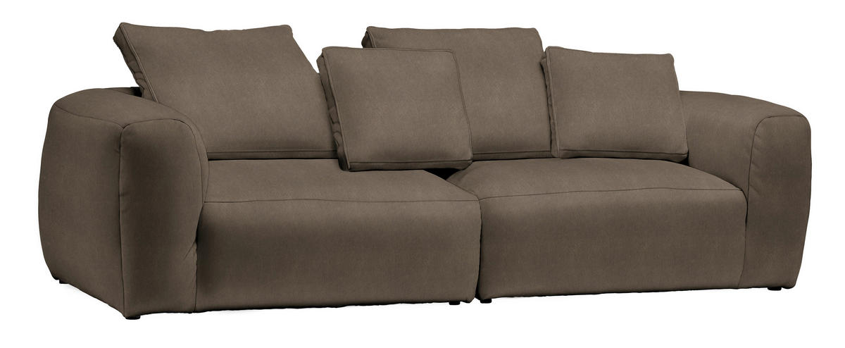 BIGSOFA in Samt Braun  - Schwarz/Braun, Modern, Kunststoff/Textil (260/70/122cm) - Carryhome