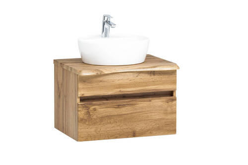 WASCHTISCHKOMBI 61 cm  - Eiche Wotan/Weiß, Natur, Keramik/Holzwerkstoff (61cm) - Xora