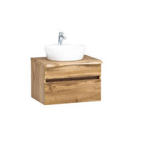 WASCHTISCHKOMBI 61 cm  - Eiche Wotan/Weiß, Natur, Keramik/Holzwerkstoff (61cm) - Xora
