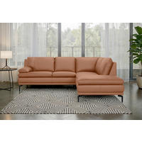 ECKSOFA  in Echtleder Cognac  248/221 cm  - Cognac/Schwarz, Design, Leder (248/221cm) - MID.YOU