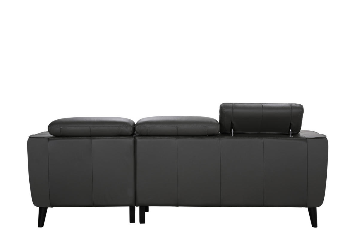 KOTNA SEDEŽNA GARNITURA, pravo usnje siva  - siva/črna, Konvencionalno, usnje (223/173cm) - MID.YOU