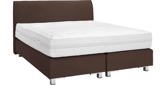 BOXSPRINGBETT Flachgewebe 180/200 cm INKL. Matratze, Topper - Chromfarben/Dunkelbraun, KONVENTIONELL, Holz/Holzwerkstoff (180/200cm) - Dieter Knoll