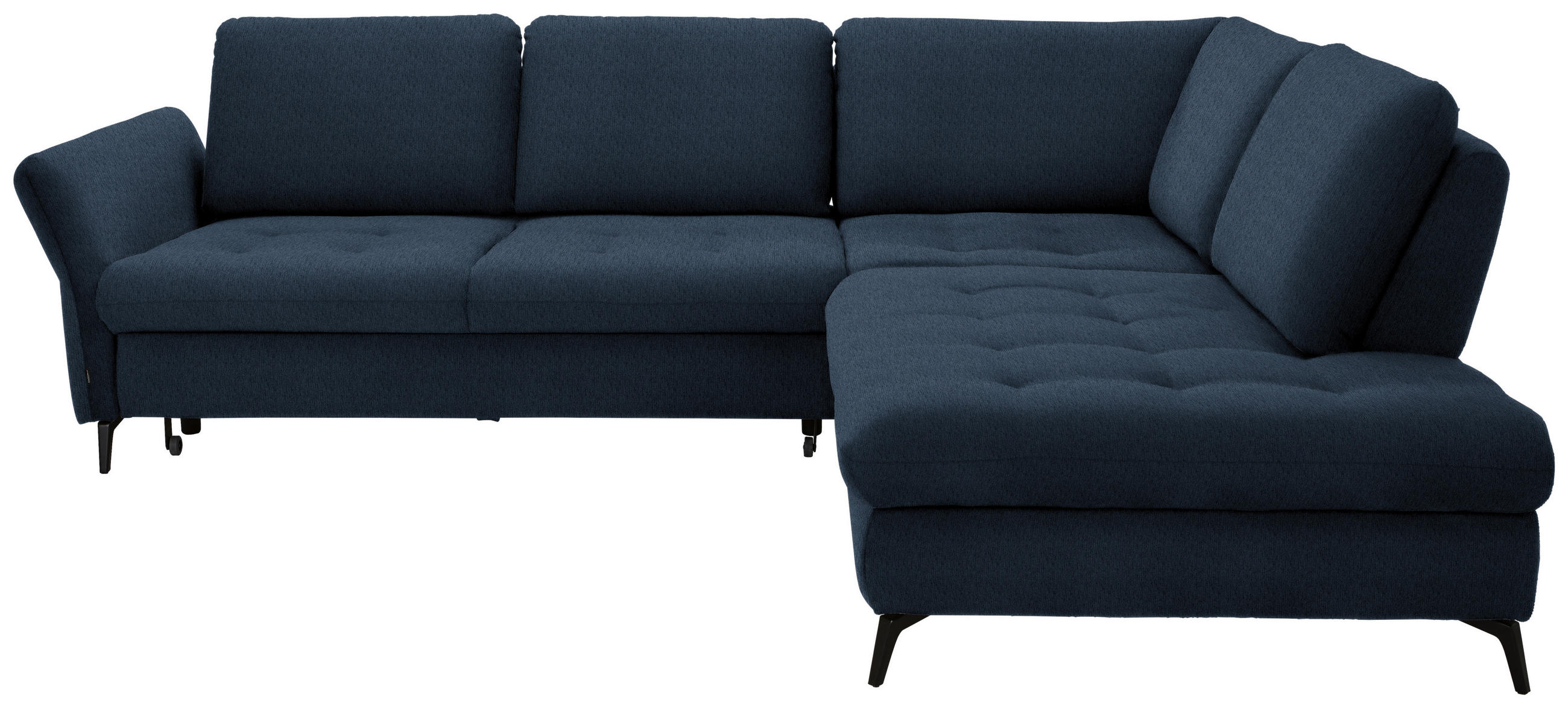 ECKSOFA Blau Chenille  - Blau/Schwarz, Natur, Textil/Metall (288/233cm) - Valnatura