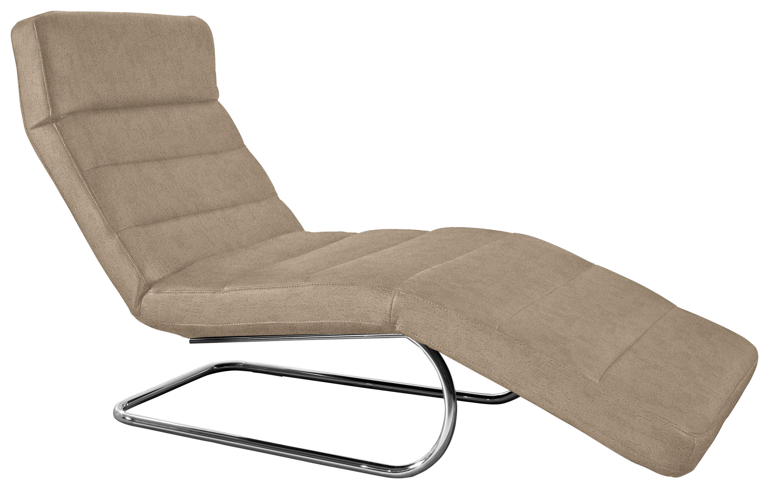 RELAXLIEGE in Mikrofaser Taupe  - Taupe/Chromfarben, Design, Textil/Metall (65/91/170cm) - Chilliano