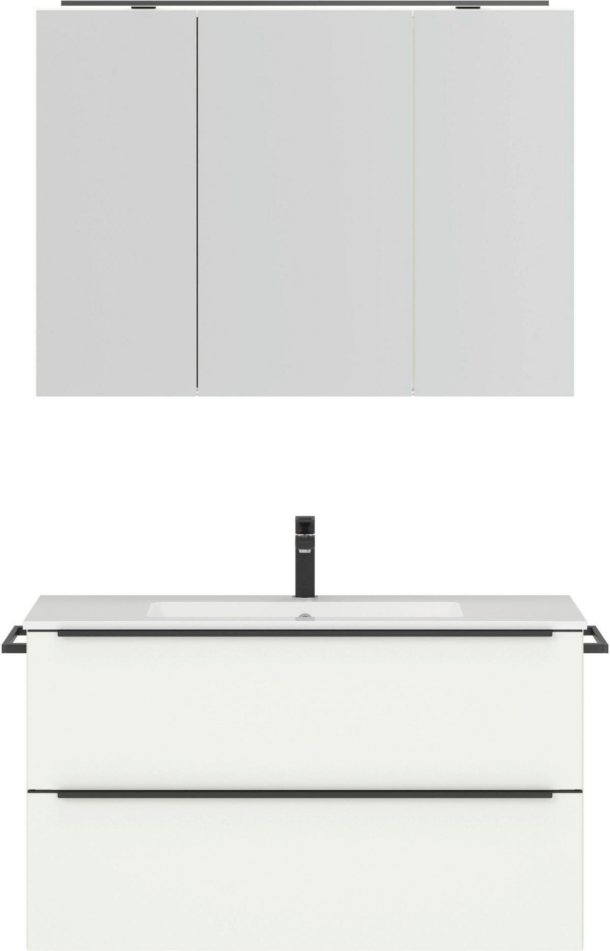 BADEZIMMER 3-teilig  in 101 cm  - Schwarz/Weiß, MODERN, Holzwerkstoff/Stein (101cm) - Nobilia