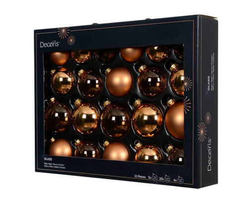 JULGRANSKULOR SET - cognacfärgad, Klassisk, glas (7,00/7,00/7,00cm)