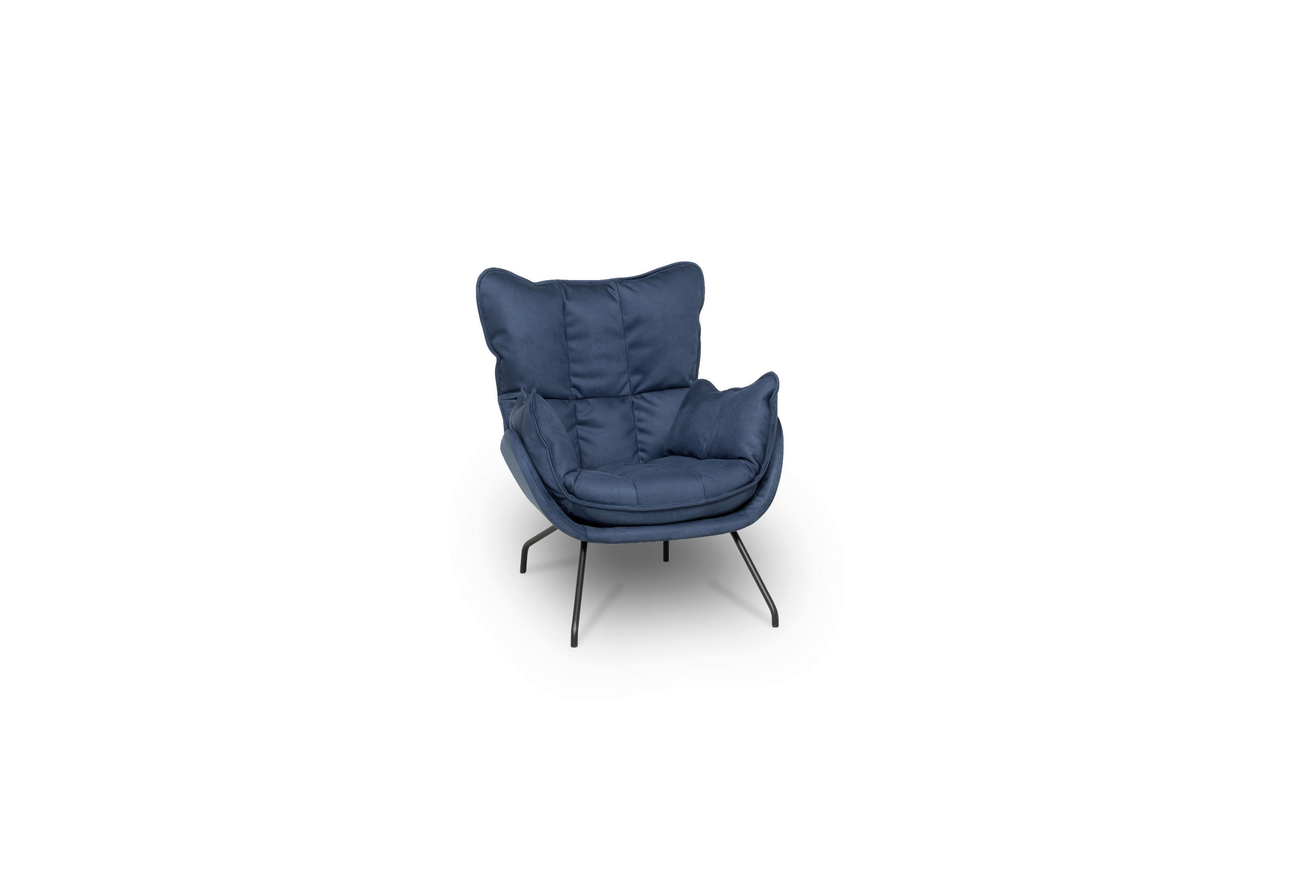 SESSEL in Mikrofaser Dunkelblau  - Schwarz/Dunkelblau, MODERN, Textil/Metall (80/95/90cm) - Designwerk