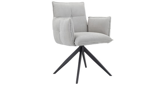 ARMLEHNSTUHL in Eisen Cord - Hellgrau/Schwarz, Design, Textil/Metall (63,5/85/63,5cm) - Novel
