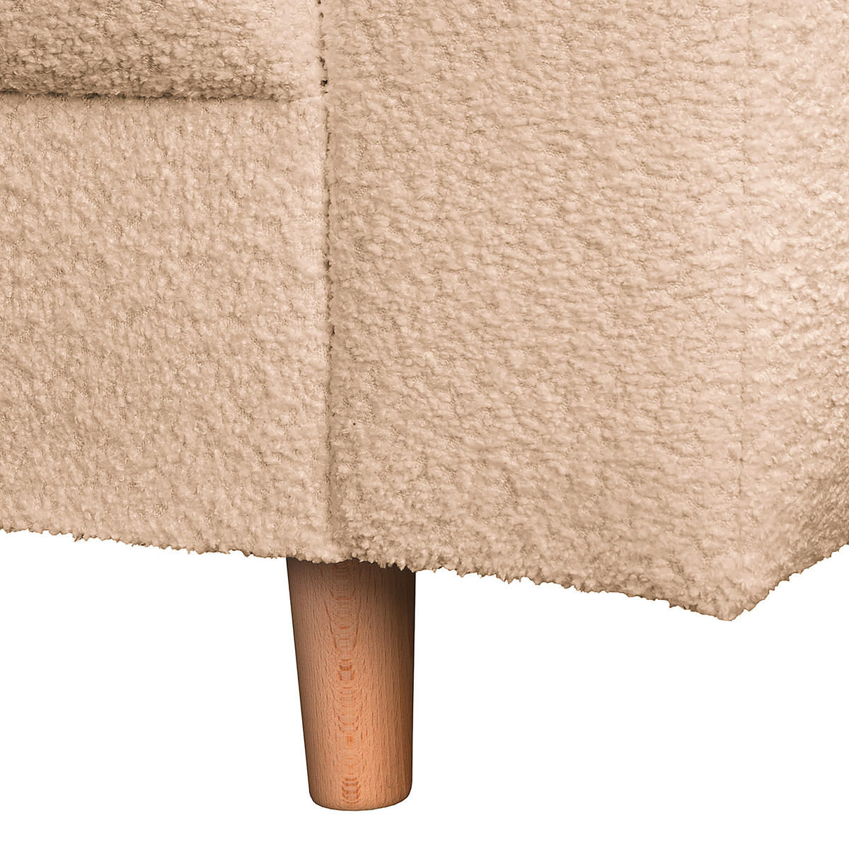 ECKSOFA inkl. Hocker Ariella Beige Bouclé  - Beige/Naturfarben, Design, Holz/Textil (161/231cm) - Livetastic