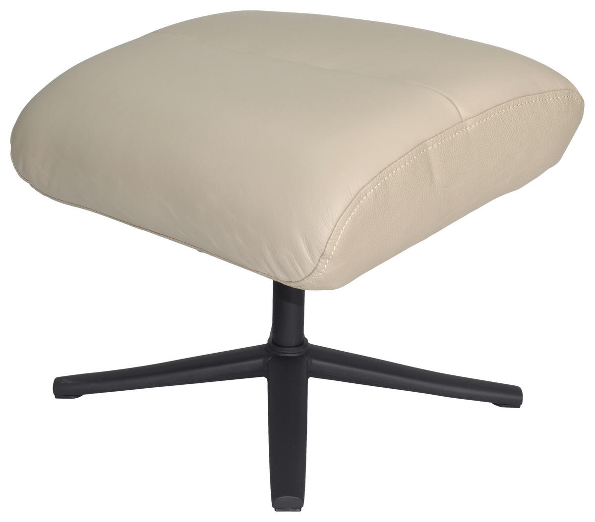 RELAXSESSELSET RELAVO Lederlook Echtleder Hocker    - Schwarz/Grau, Design, Leder/Textil (72/109/86/111/81cm) - Livetastic