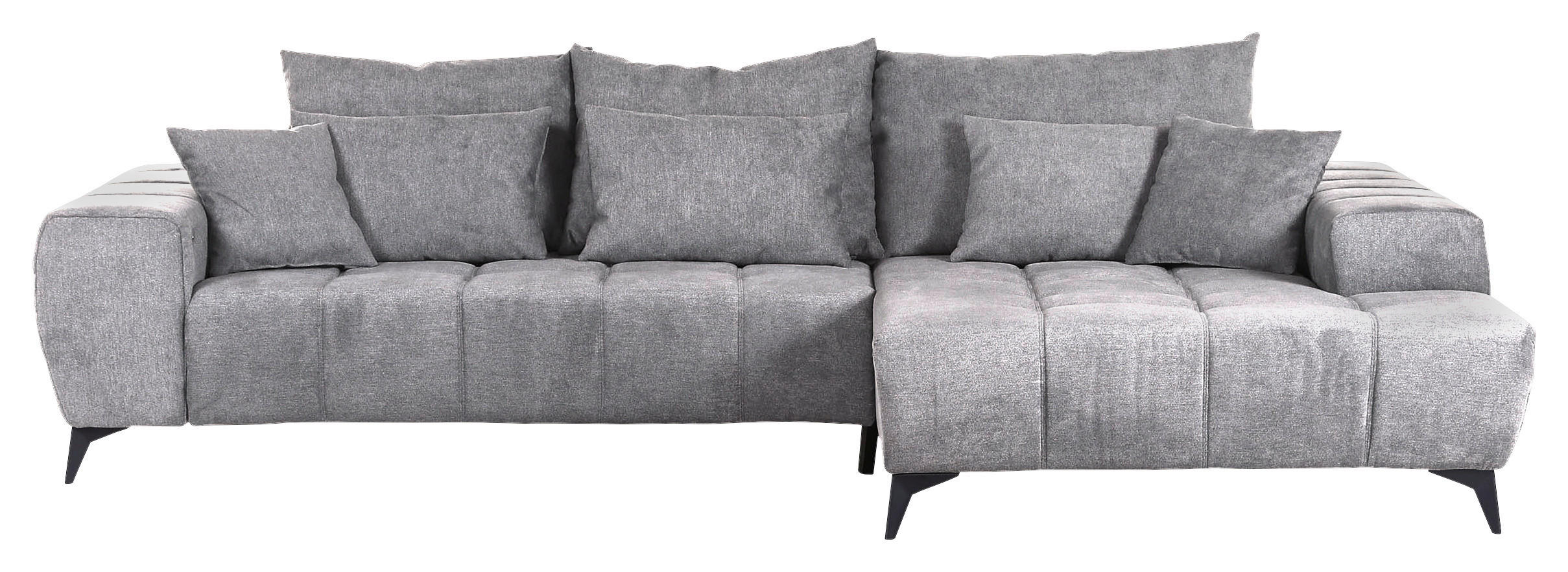 ECKSOFA Hellgrau Flachgewebe  - Hellgrau/Schwarz, KONVENTIONELL, Textil/Metall (300/205cm) - Carryhome