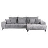 ECKSOFA in Flachgewebe Hellgrau  - Hellgrau/Schwarz, Konventionell, Textil/Metall (300/205cm) - MID.YOU
