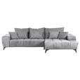 ECKSOFA Hellgrau Flachgewebe  - Hellgrau/Schwarz, KONVENTIONELL, Textil/Metall (300/205cm) - Carryhome