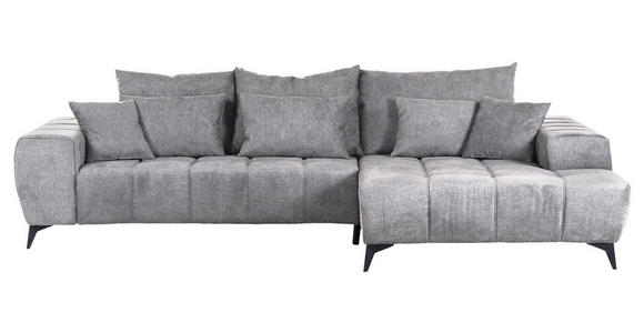 ECKSOFA Hellgrau Flachgewebe  - Hellgrau/Schwarz, KONVENTIONELL, Textil/Metall (300/205cm) - Carryhome