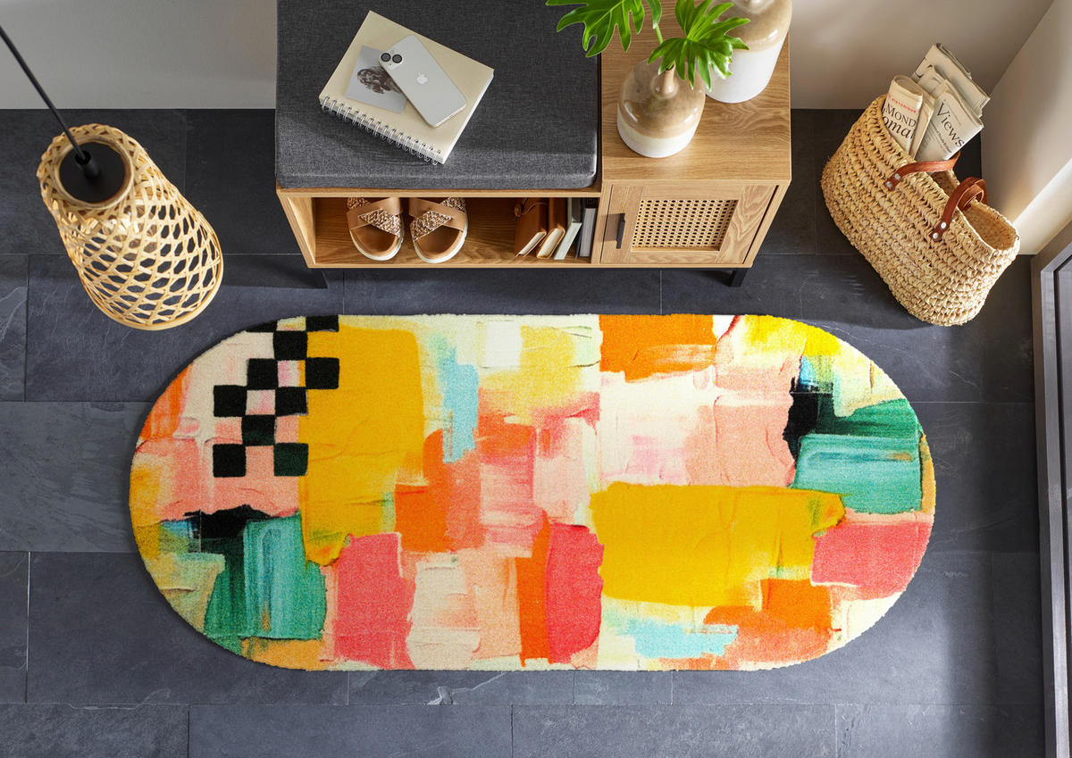 LÄUFER 70/150 cm Paintshape Gelb  - Gelb, Trend, Kunststoff/Textil (70/150cm) - wash+dry