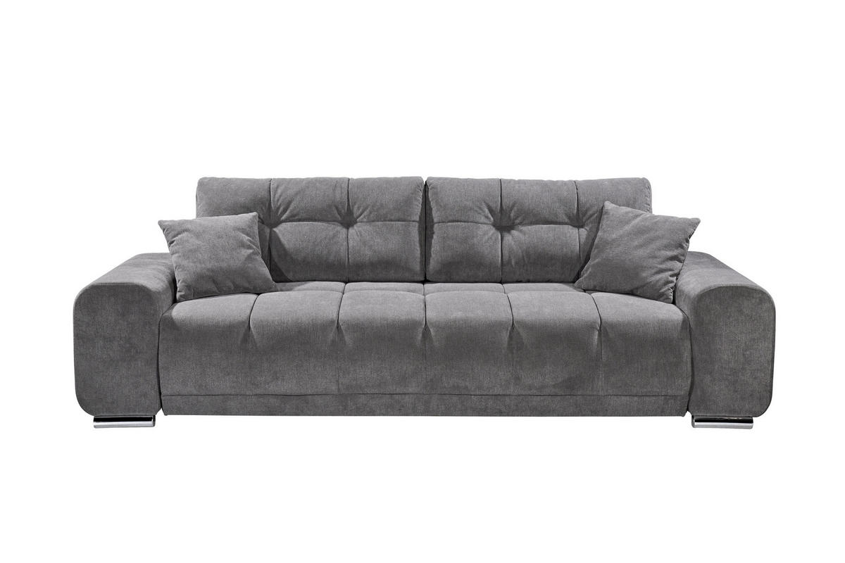 3-SITZER-SOFA Mikrovelours Graubraun  - Graubraun/Braun, MODERN, Textil (260/95/90cm) - MID.YOU