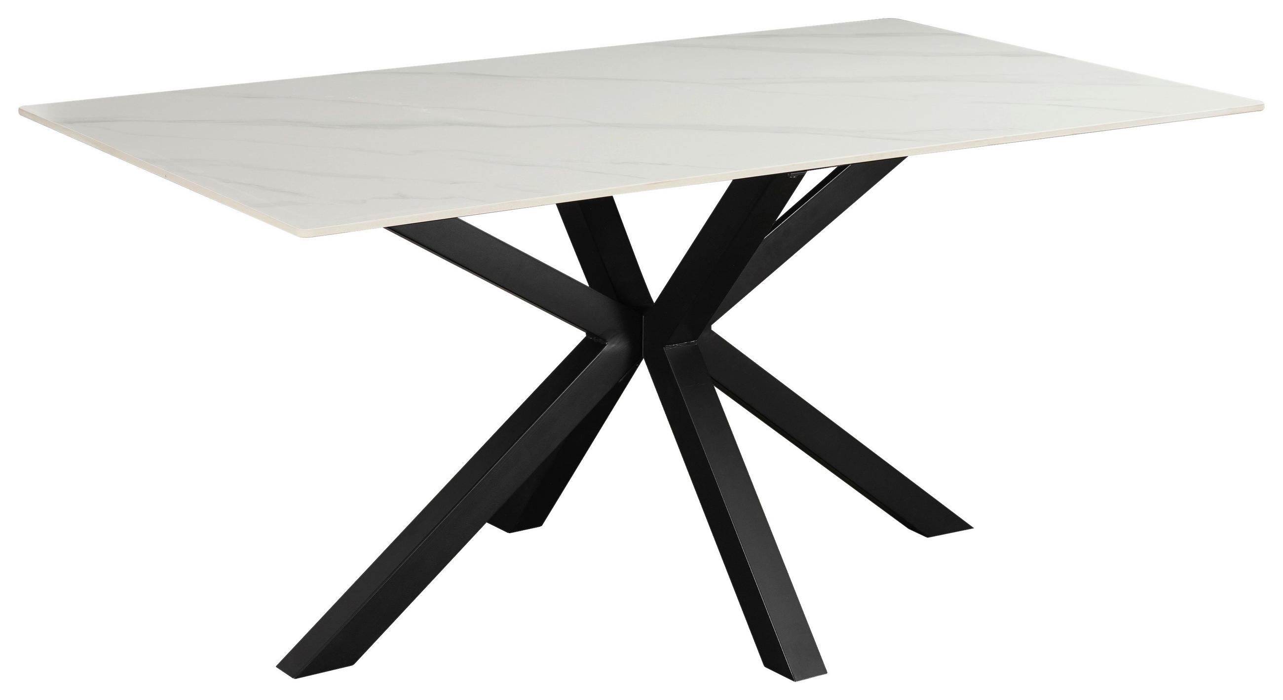 ESSTISCH in Metall, Keramik 160/90/76 cm  - Schwarz/Weiß, MODERN, Keramik/Metall (160/90/76cm) - MID.YOU