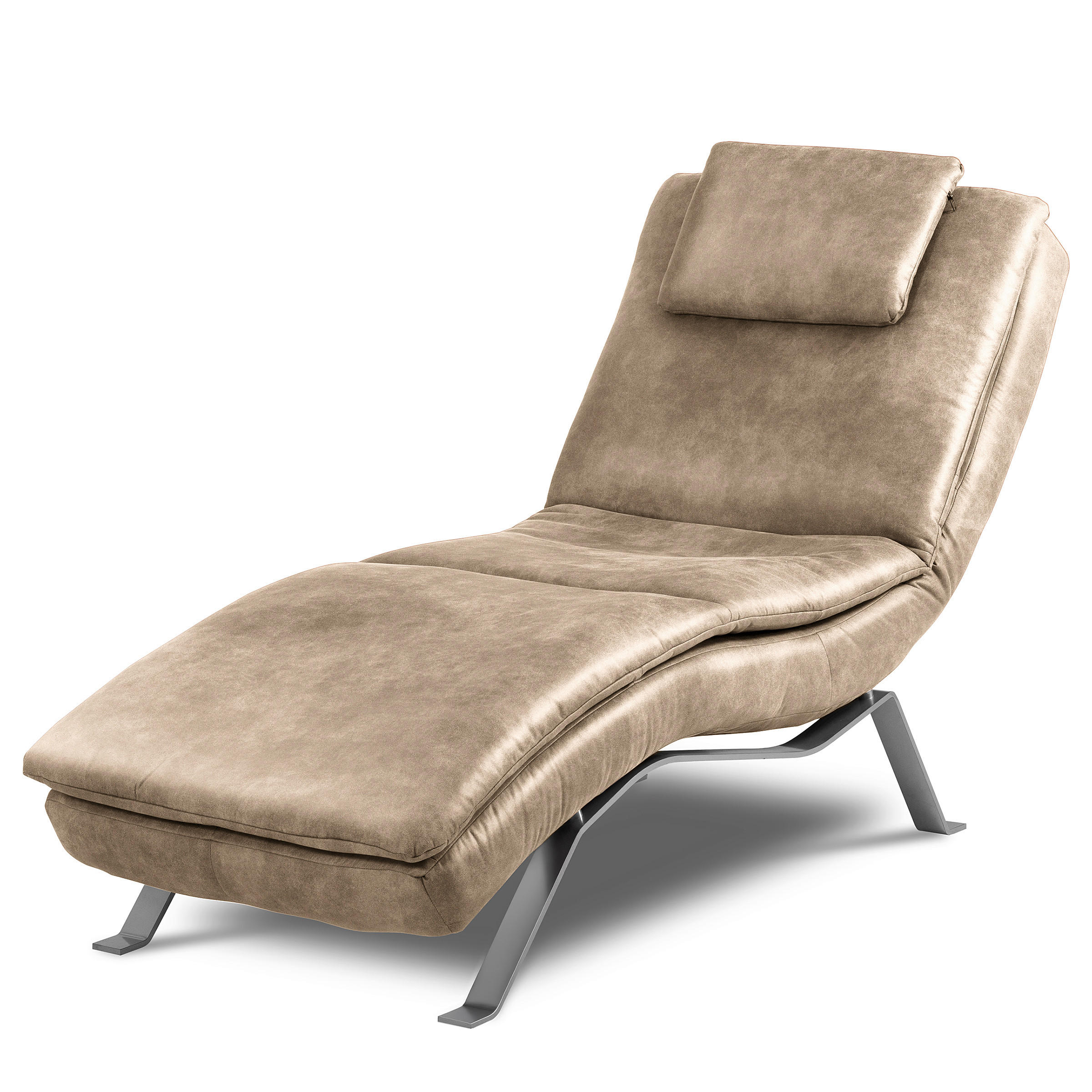 RELAXLIEGE in Lederlook Creme  - Silberfarben/Creme, Design, Textil/Metall (65/95/171cm) - Celina Home